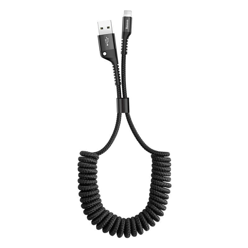 Baseus vzmetni kabel Lightning 1m, 2A (MFI, črn)