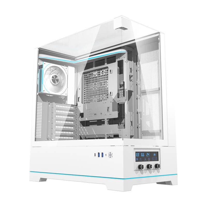 Računalniško ohišje Darkflash DY450 PRO (belo) + 1 ventilator