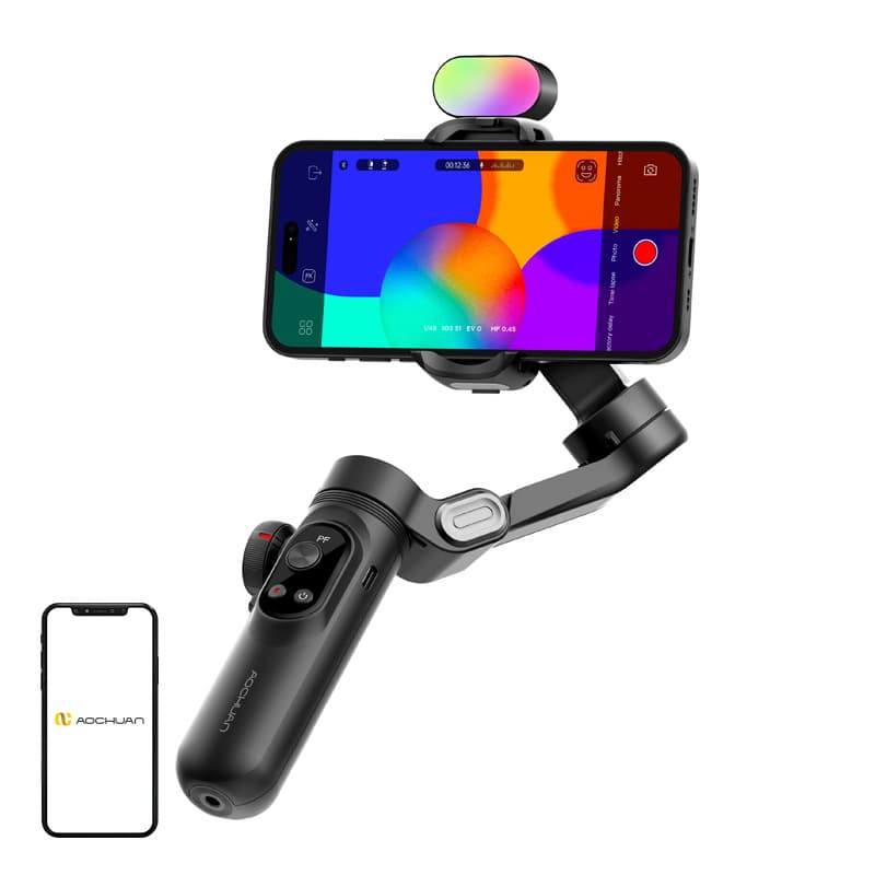 AOCHUAN X Pro Gimbal z RGB osvetlitvijo (Črna)