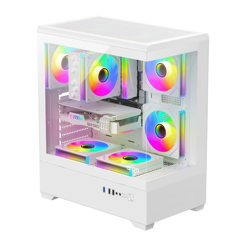 Računalniško ohišje DarkFlash C365 (belo) + 5 ventilatorjev 2