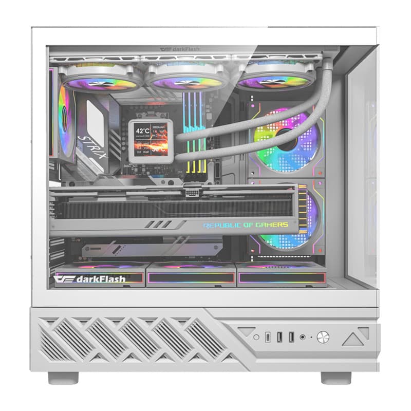 Računalniško ohišje DarkFlash DS950V z zaslonom (belo) + 6 ventilatorjev 2
