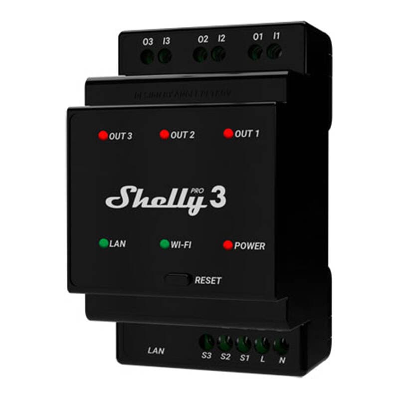 Shelly Pro 3 DIN letev 3-kanalni rele, WiFi/LAN