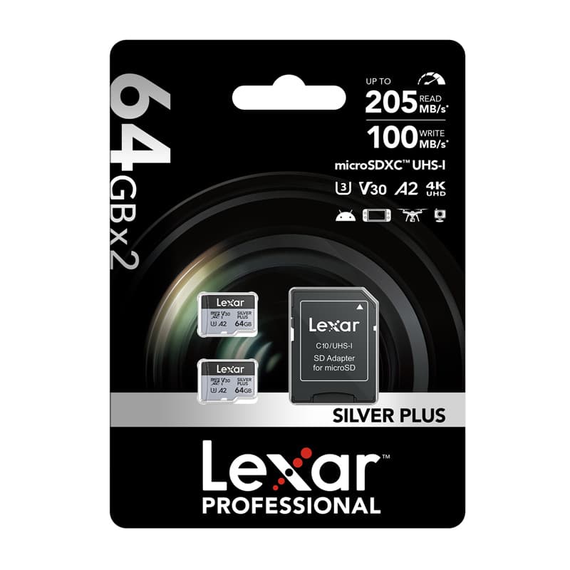 Lexar High-Performance Silver Plus microSDXC 64GB + adapter 6