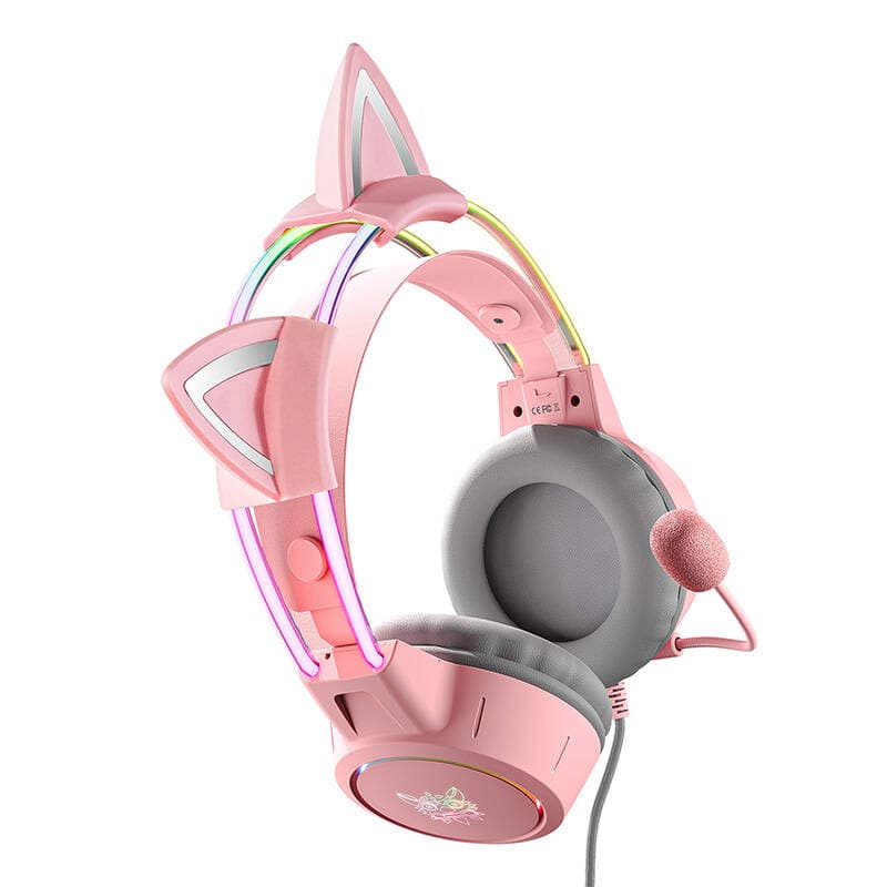 ONIKUMA X15Pro gaming slušalke Pink/Mačja ušesa 5