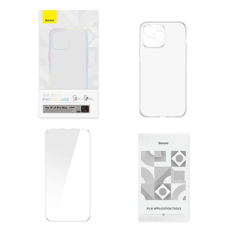 Transparenten ovitek in kaljeno steklo Baseus Corning za iPhone 14 Pro Max 8