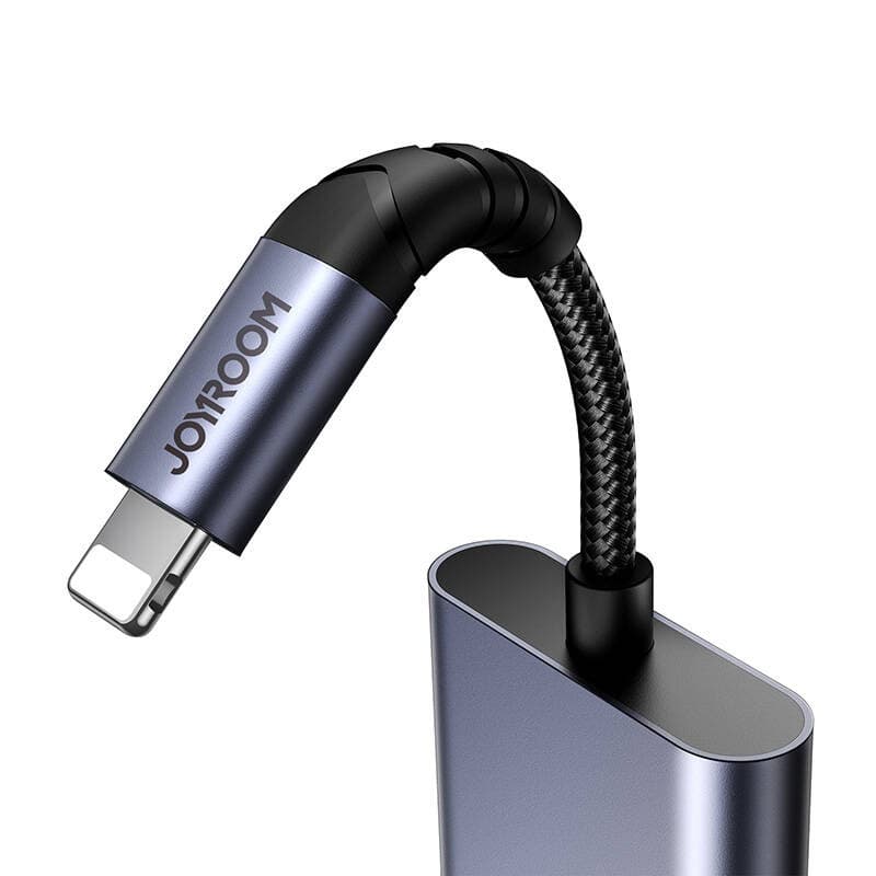 2v1 avdio adapter Joyroom SY-L01 Lightning na 3.5mm + Lightning (črn) 4