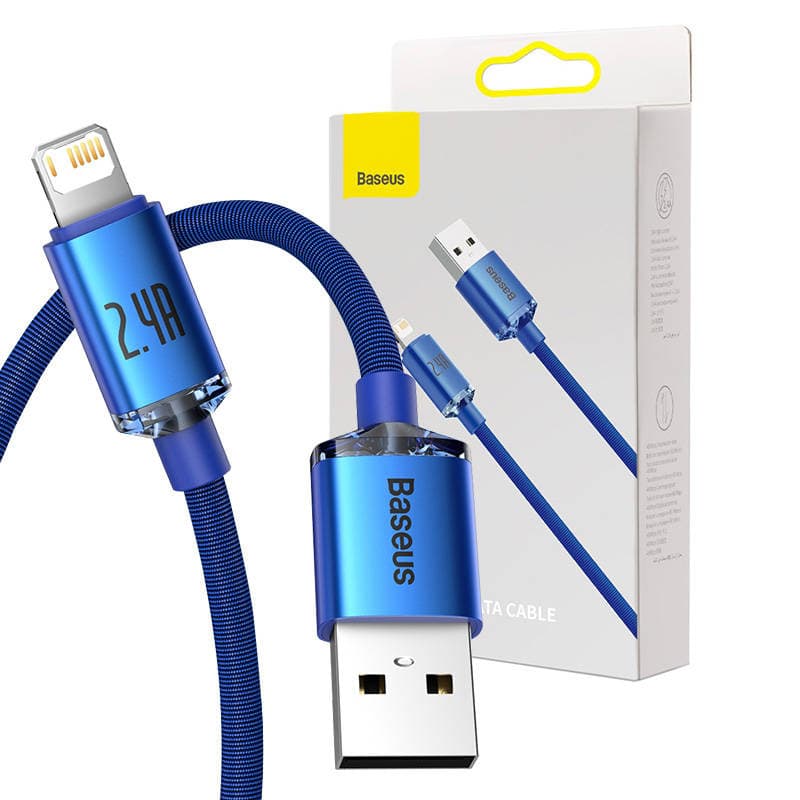 Baseus Crystal Shine kabel USB na Lightning, 2,4A, 1,2m (modra)