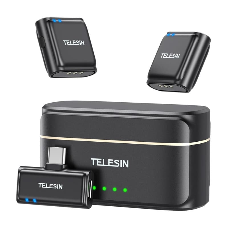 TELESIN brezžični ovratni mikrofon + powerbank za telefone (USB-C)