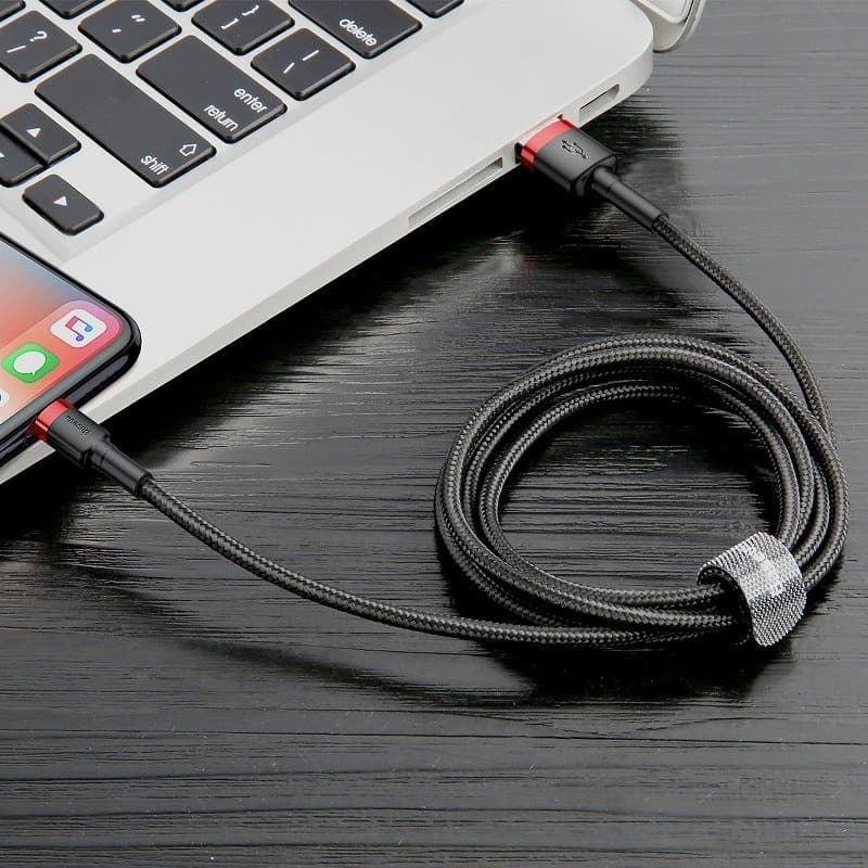 Baseus Cafule USB Lightning kabel 2.4A 1m (Rdeča+Črna) 6