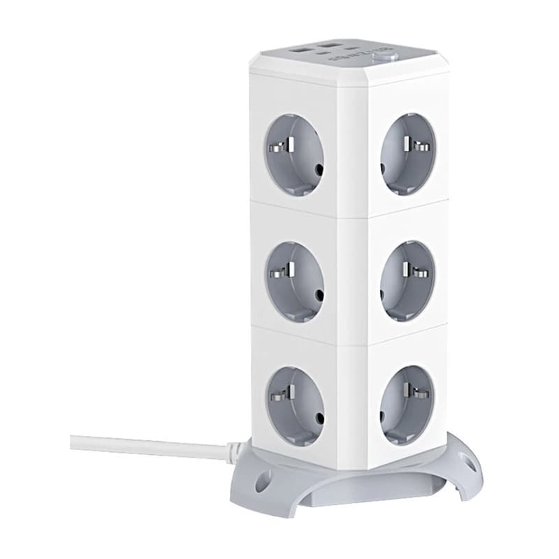 BlitzWolf BW-EC3 vertikalni razdelilec, 12 vtičnic, 4x USB