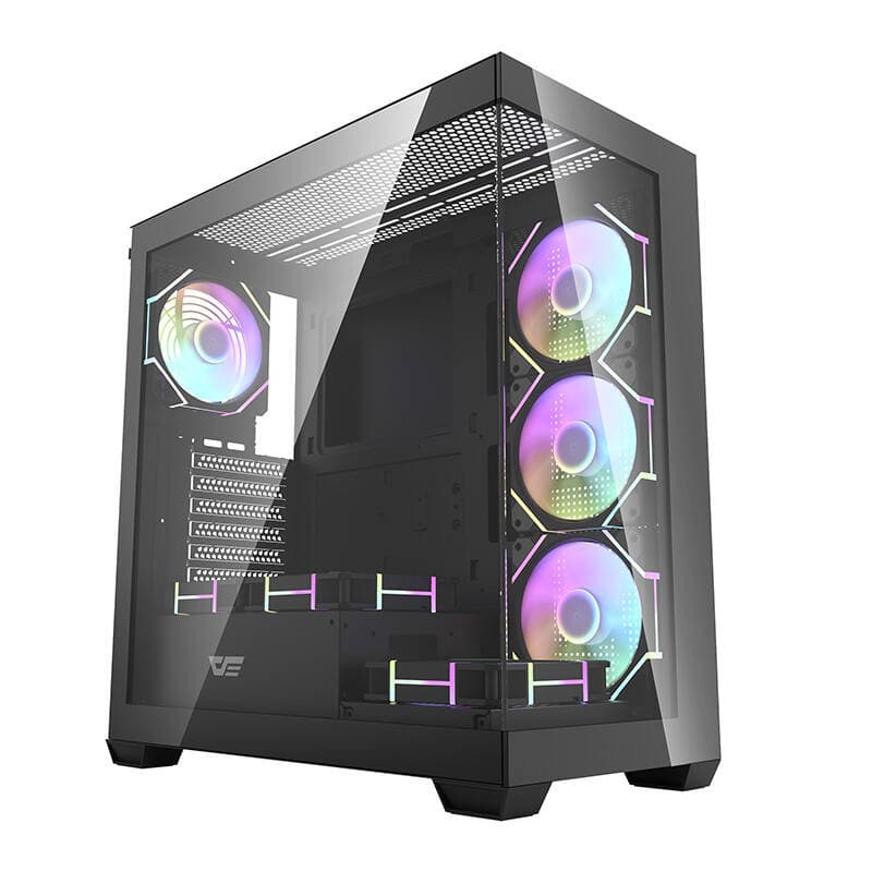 Računalniška ohišje Darkflash DS900 (črno) + 7 ARGB ventilatorjev