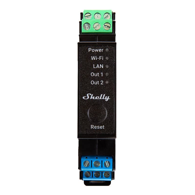 Shelly Pro 2PM DIN letev 2-kanalni rele, WiFi/LAN (merjenje moči)