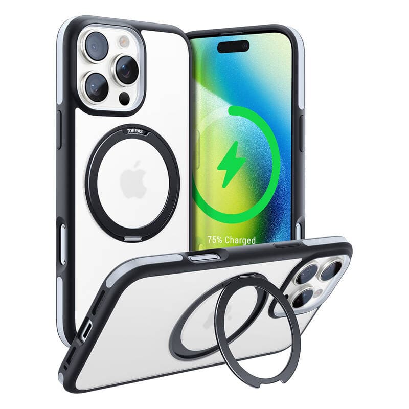 Torras Ostand R Fusion etui za iPhone 16 Pro Max (črn) 4
