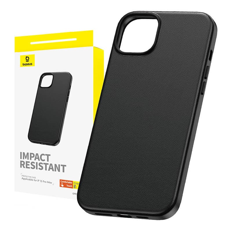 Baseus Fauxther Series ovitek za iPhone 15 Pro Max (črn)