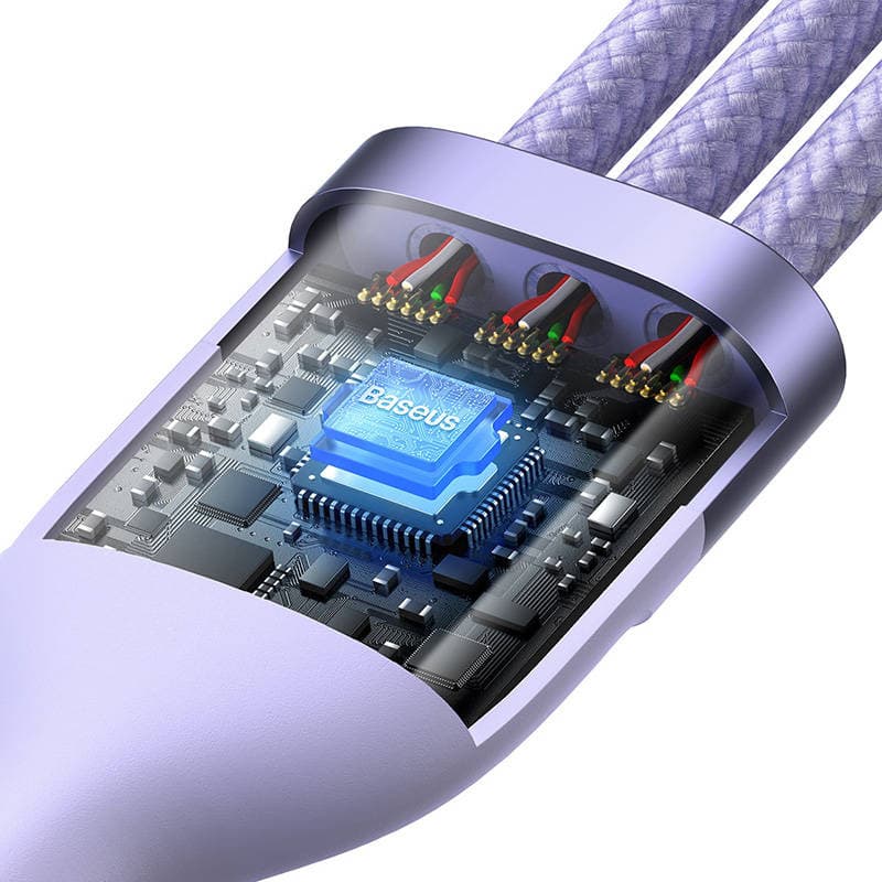 Baseus Flash Series 2 3v1 polnilni kabel USB-C/microUSB/Lightning, 100W, 1.5m (fialkov) 5