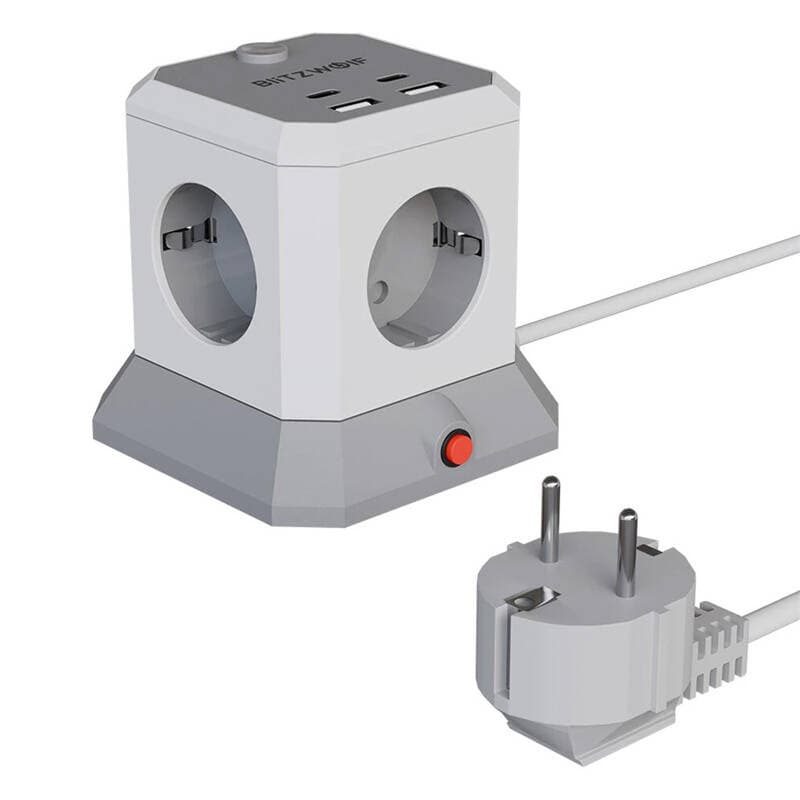 Razširitev BlitzWolf BW-EC1: 4x AC, 2x USB-A, 2x USB-C