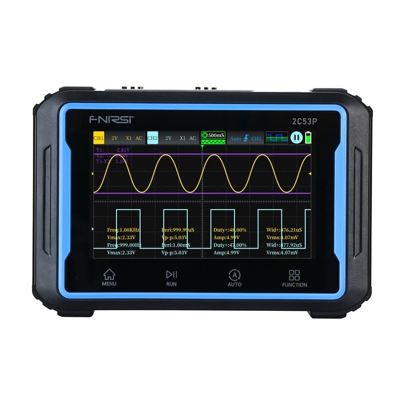 Prenosni 3-v-1 FNIRSI 2C53P 4.3" tablični osciloskop (osciloskop, multimeter, generator)
