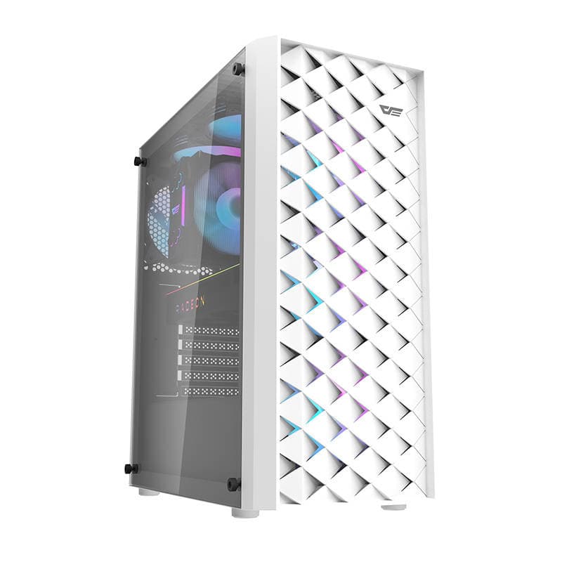 Ohišje za računalnik Darkflash DK351 (belo) + 4 RGB ventilatorje