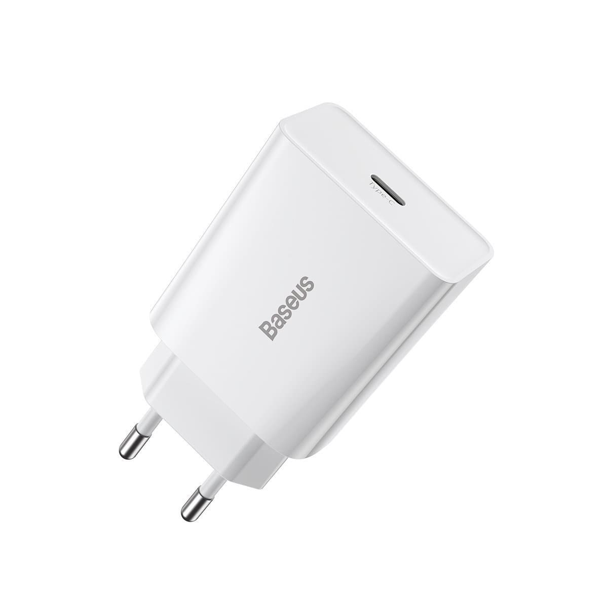 Baseus Mini Quick Charger USB-C PD, 20W (bel)