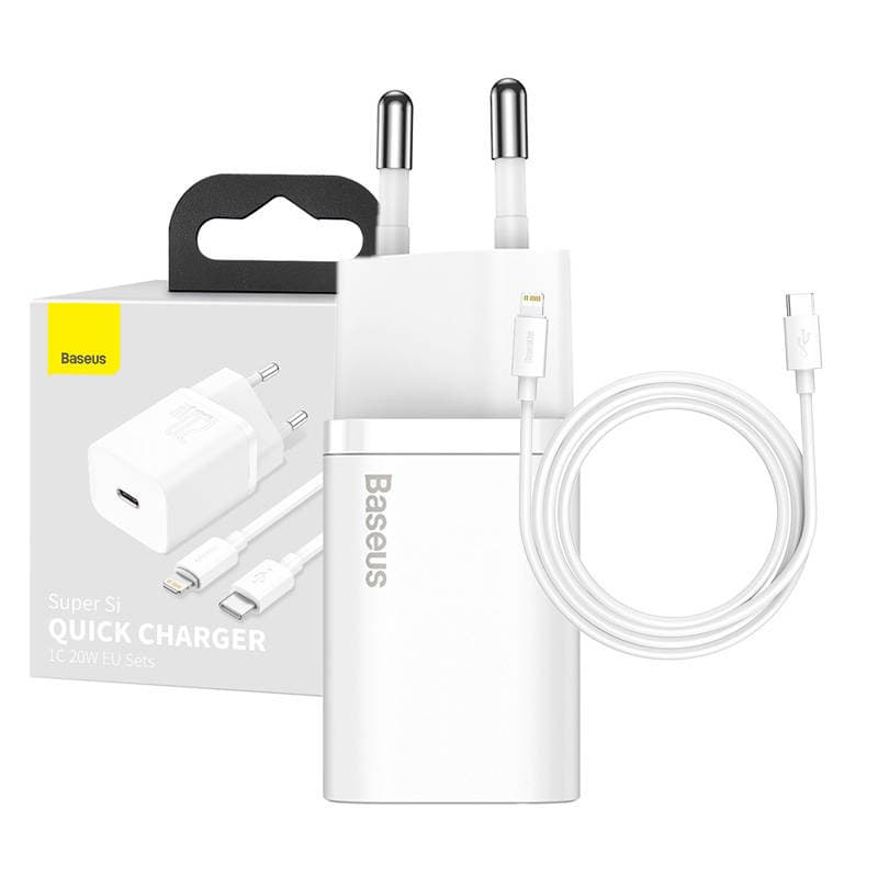 Baseus Super Si Quick Charger 1C 20W USB-C kabel Lightning 1m (bela)