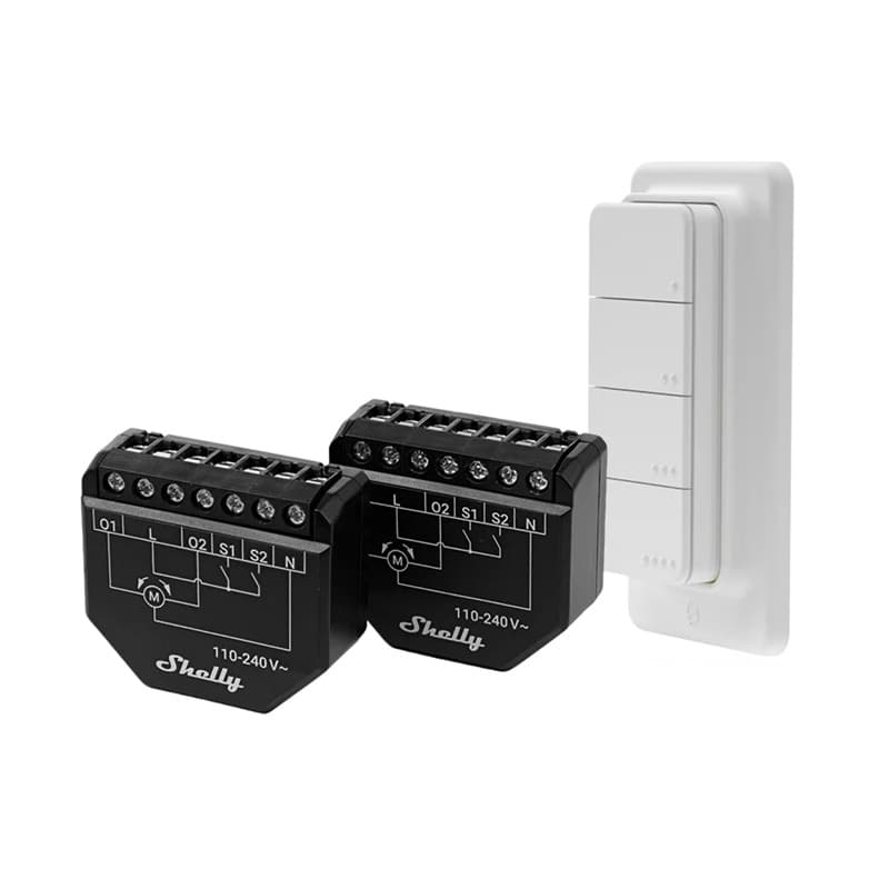 Komplet 2x WiFi kontroler za rolete Shelly Shutter + BLU RC Button 4 3
