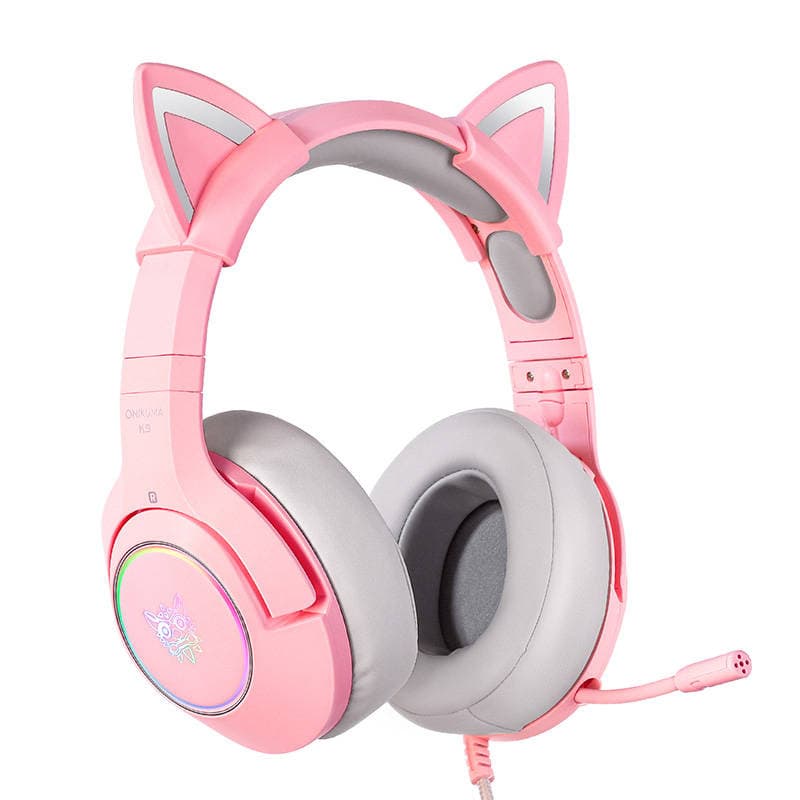 ONIKUMA K9 roza RGB gaming slušalke z mačjimi ušesi 2