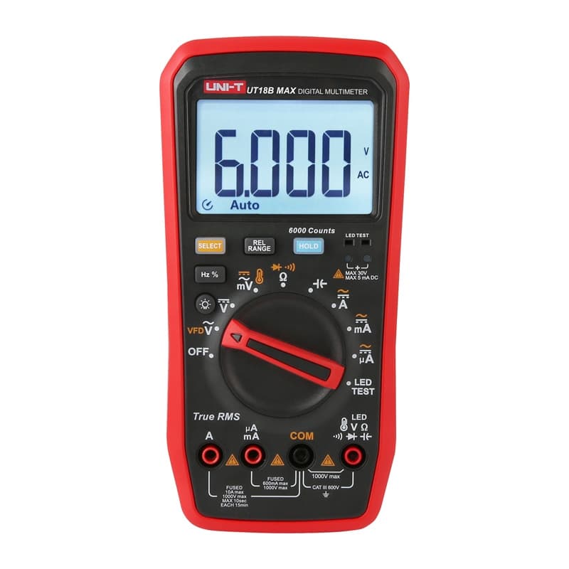 UNI-T UT18B MAX: Digitalni multimeter, True RMS, LED test