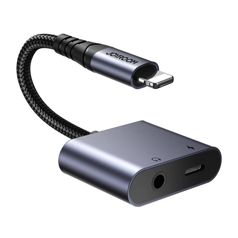 2v1 avdio adapter Joyroom SY-L01 Lightning na 3.5mm + Lightning (črn) 2