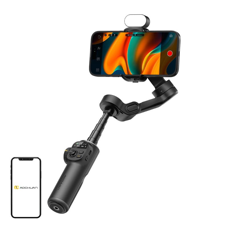 AOCHUAN X2 Gimbal z RGB osvetlitvijo - črn