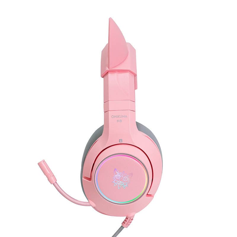 ONIKUMA K9 roza RGB gaming slušalke z mačjimi ušesi 4