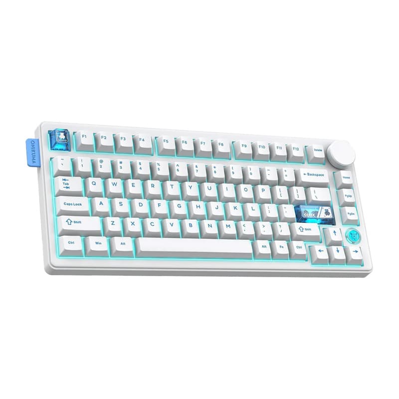 ONIKUMA MT706 mehanska tipkovnica (bela, QWERTY) - 3 načini povezave