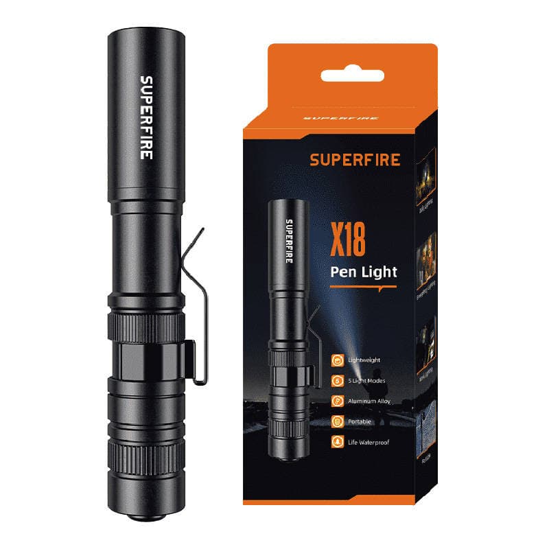 Superfire X18 LED svetilka, 55 lm, 5W, 5 načinov, 38 m, črna