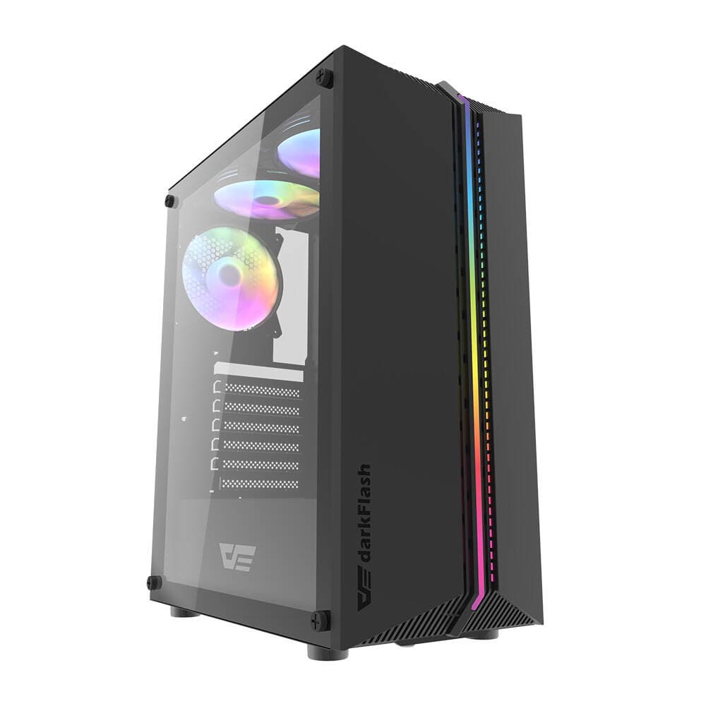 Računalniško ohišje Darkflash DK151 LED, črno + 3 RGB ventilatorje