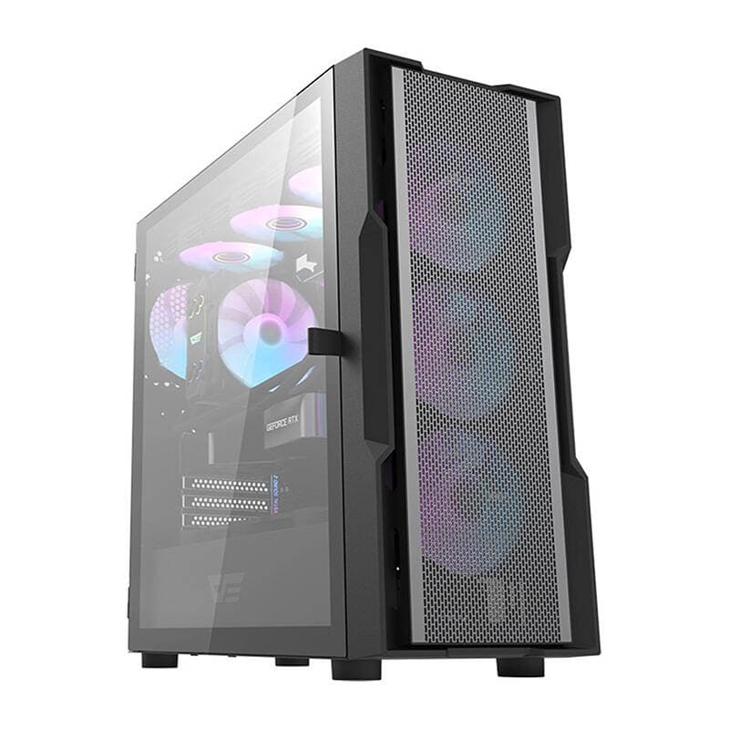Računalniško ohišje darkFlash DK431 Mesh (črno) + 4 ARGB ventilatorji