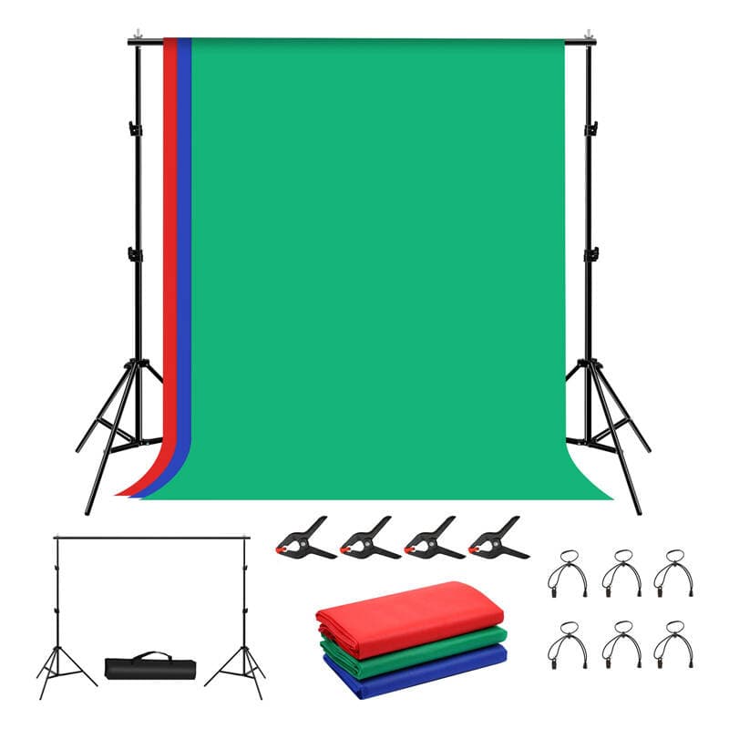Stojalo za ozadje Puluz 2x2m + 3x ozadje (zeleno, rdeče, modro)