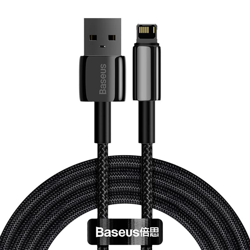 Baseus Tungsten Gold USB na Lightning polnilni kabel 2m, 2.4A, črn