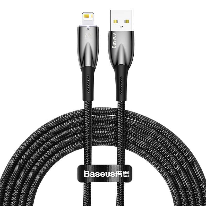 Kabel USB do Lightning Glimmer, 2.4A, 2m (črn)