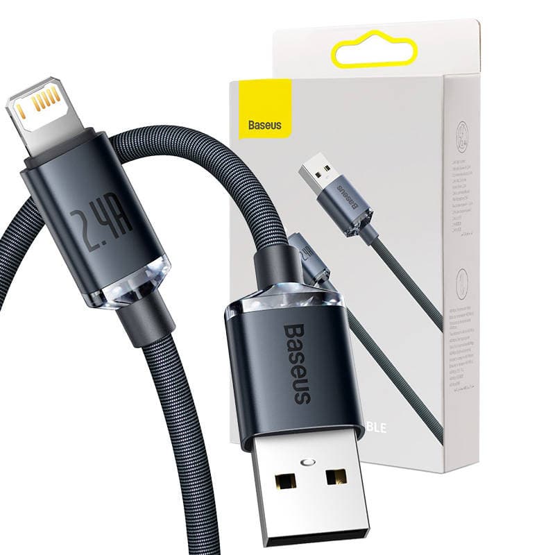 Kabel USB Lightning Crystal Shine, 2.4A, 2m 2