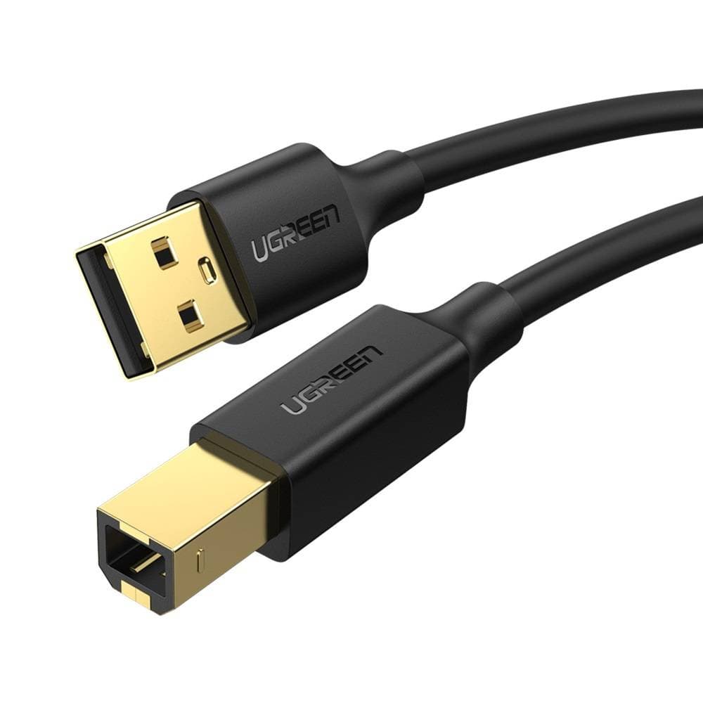 US135 USB 2.0 A-B tiskalniški kabel, pozlačen, 1,5 m (črn)