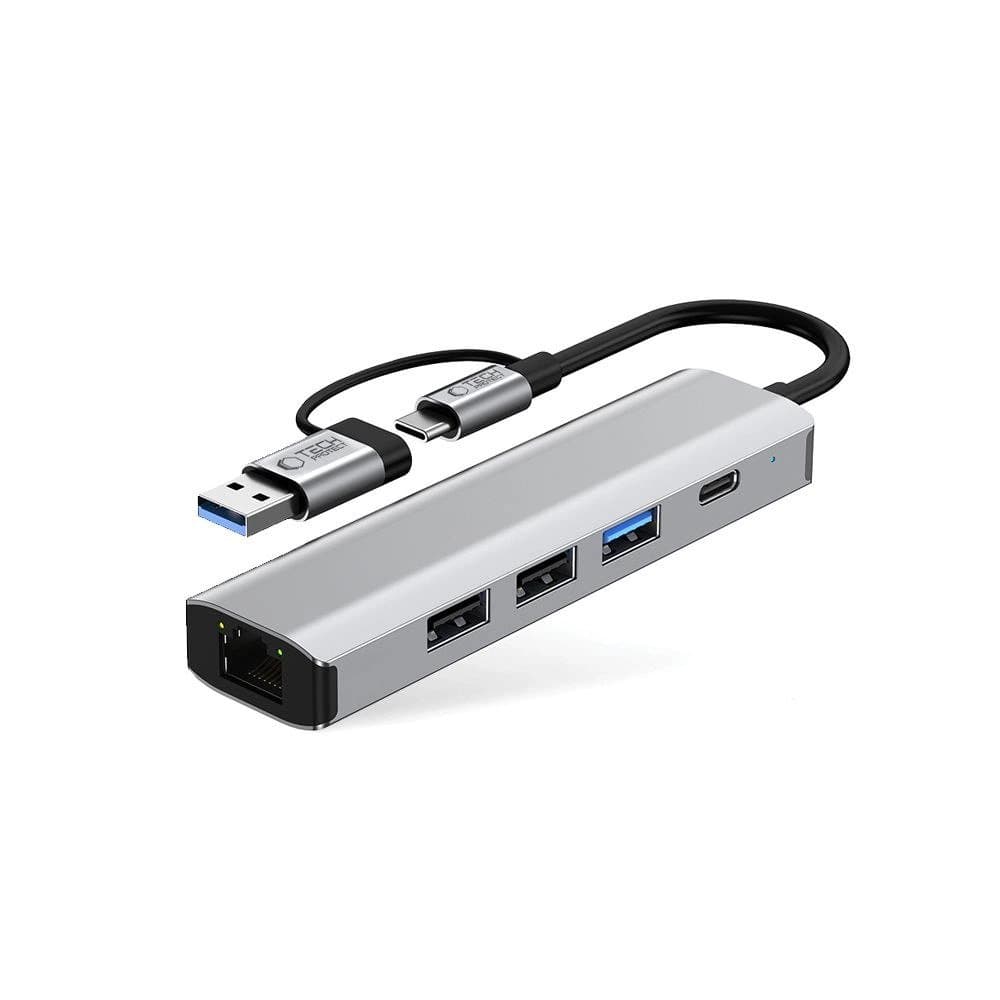 Adapter Tech-Protect HB03 HUB Adapter 5v1 USB-C + USB2.0 + USB3.0 + RJ45 - siv 2