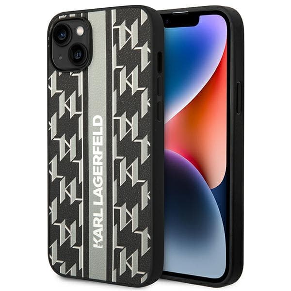 Karl Lagerfeld ovitek za iPhone 14 Plus (6,7") Monogram Stripe, siv