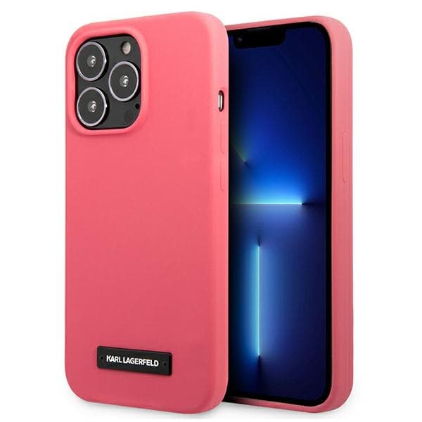 Ovitek Karl Lagerfeld Silicone Plaque za iPhone 13 Pro / 13, fuksija