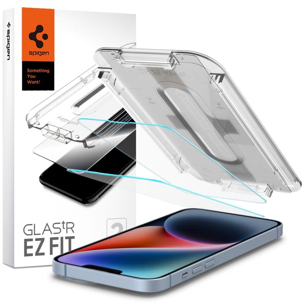 Spigen Glas.TR EZ Fit Kaljeno steklo za iPhone 13 / 13 Pro / 14 / 16e / 17e - 2 kosa