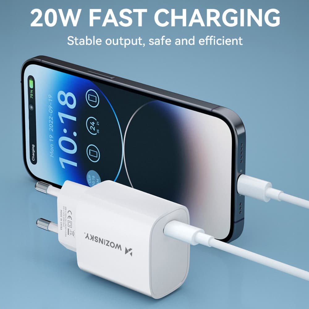 Stenski polnilnik Wozinsky WGWCCW 20W, USB-C - bel 8