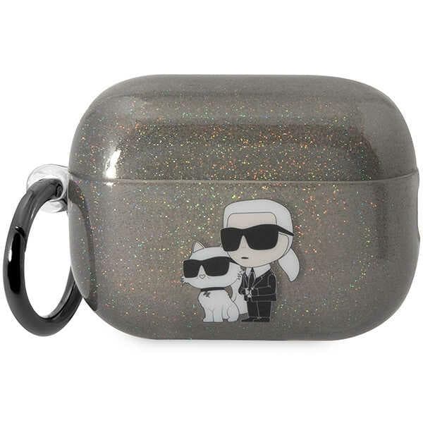 Karl Lagerfeld ovitek za Airpods Pro 2 Glitter Karl&Choupette, črn