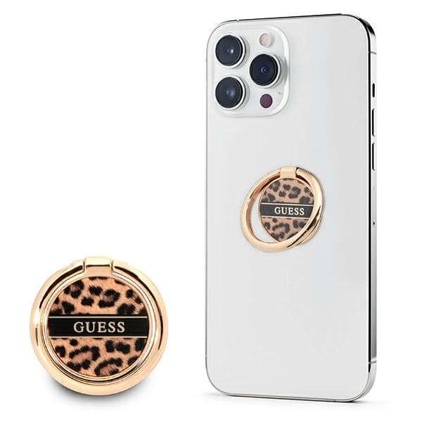 Guess Obroček za telefon Leopard Collection, rjav