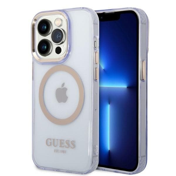 Ovitek Guess Gold Outline, MagSafe, za iPhone 14 Pro Max 6.7" - vijoličen
