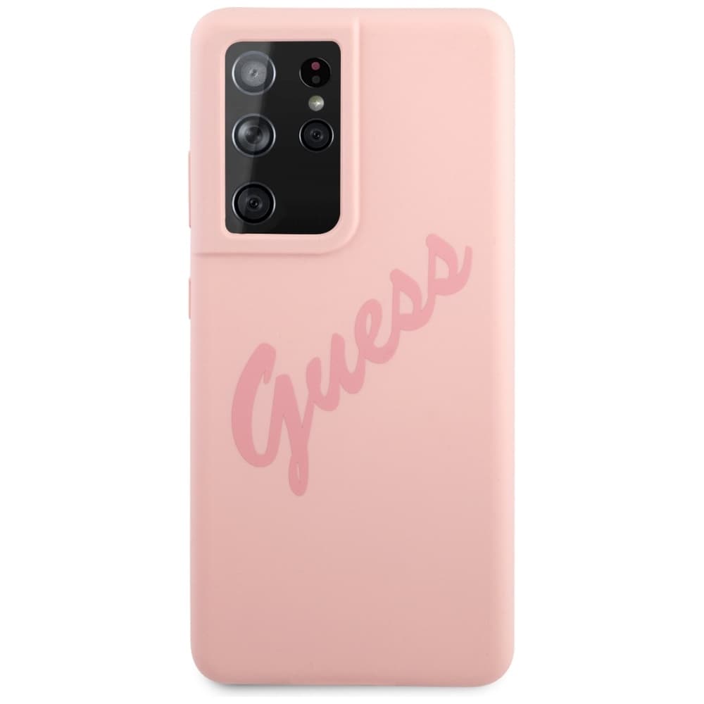 Ovitek Guess Silicone Vintage Script za Samsung Galaxy S21 Ultra - Roza 3