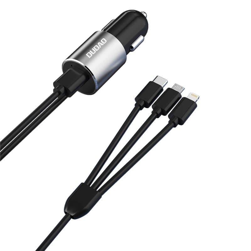 Dudao 3v1 USB avto polnilnik 3.4A, črn