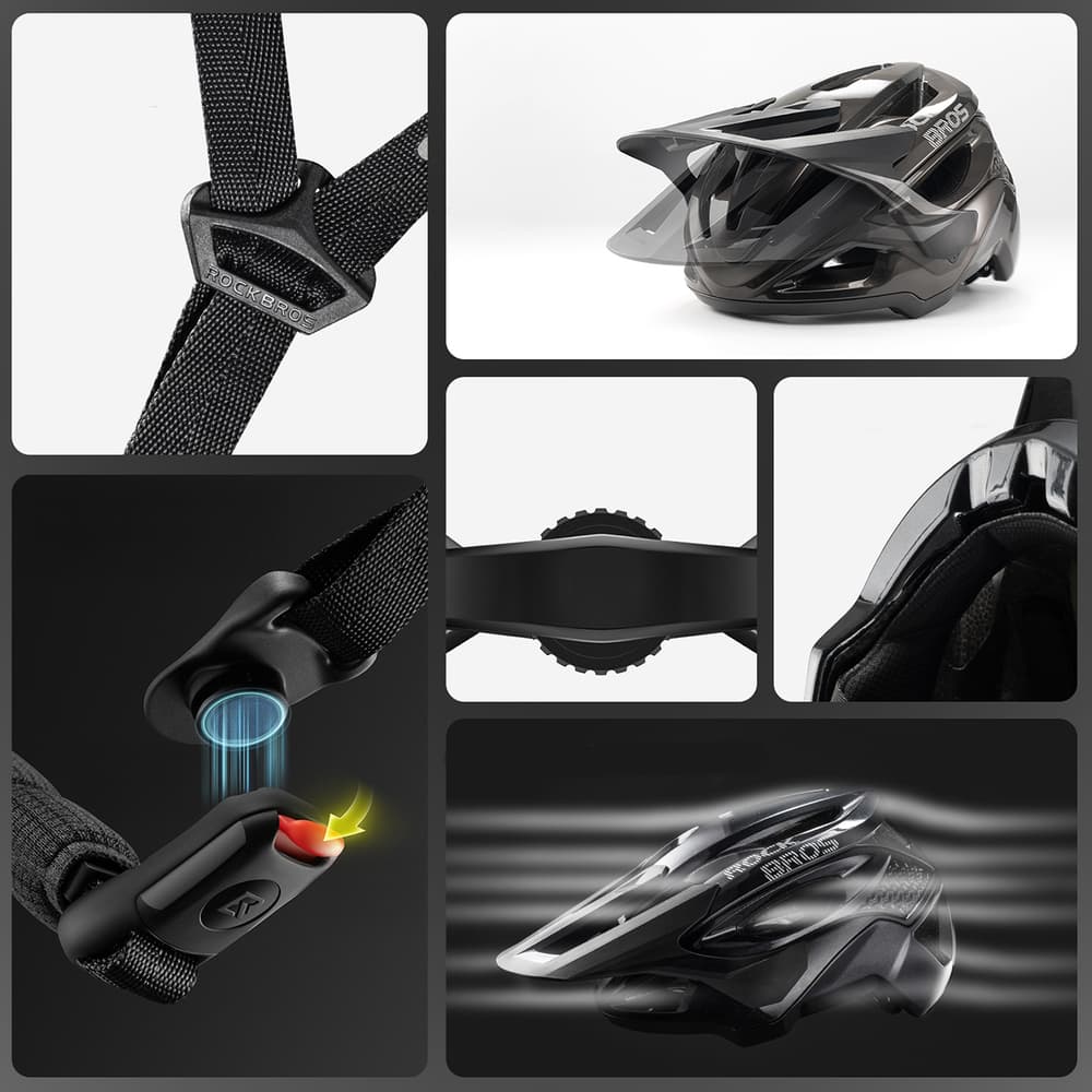 Gorska kolesarska čelada Rockbros LK-99 z vizirjem in magnetno zaponko, 58-62 cm, titan 5